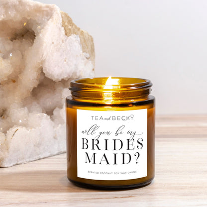 Will You Be My Bridesmaid Scented Candle Amber Jar 4oz - More colors