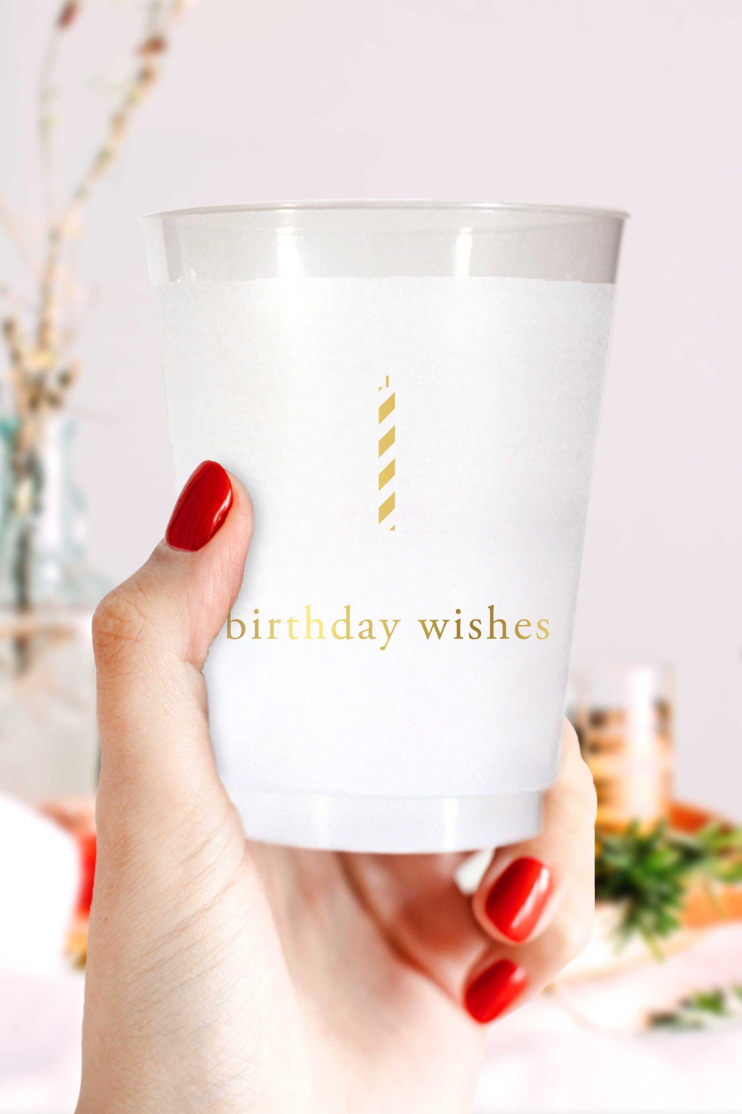 Birthday Wishes Candle  Shatterproof Cups in Gold - Wholesale