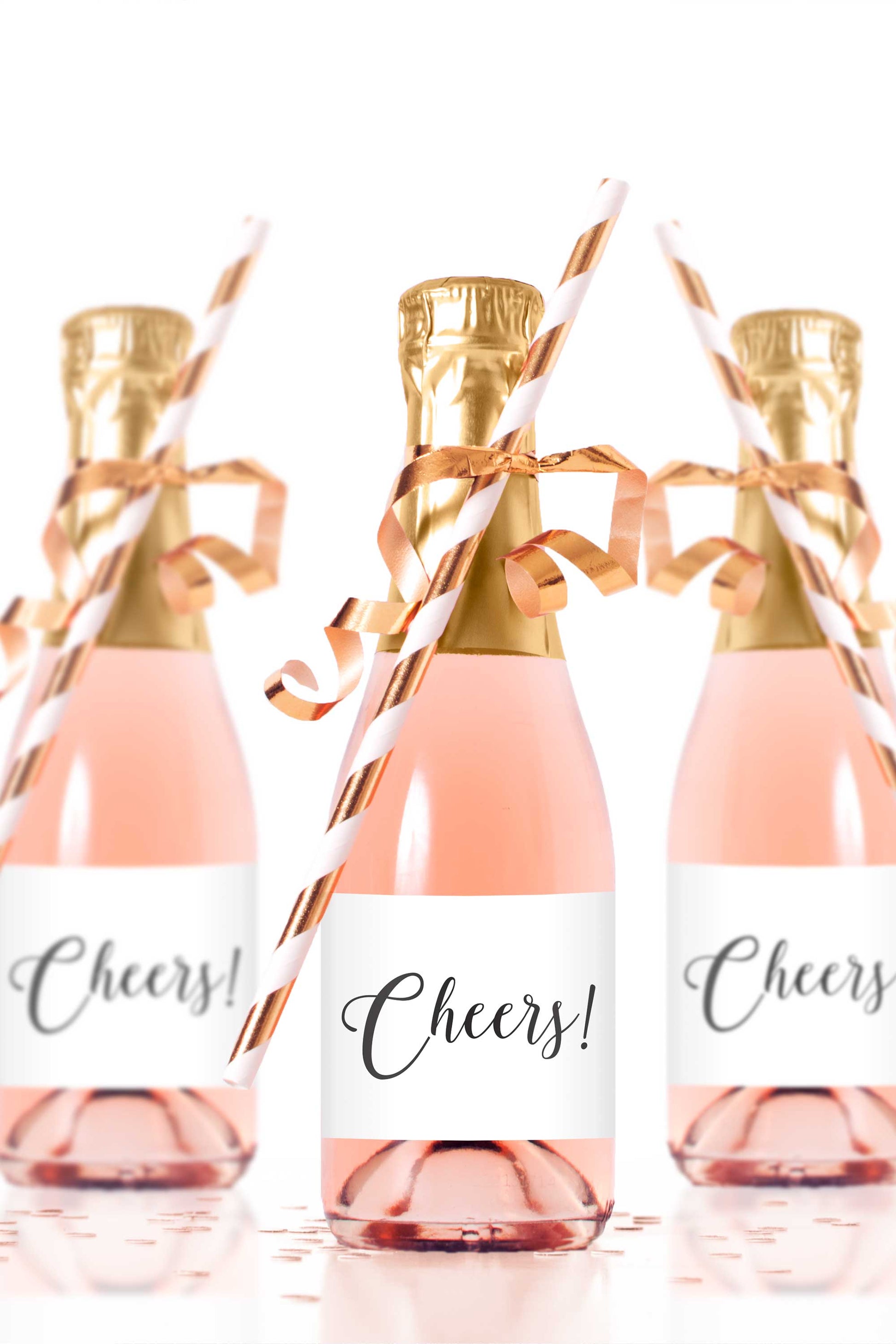 Cheers Mini Champagne Bottle Labels - Tea and Becky