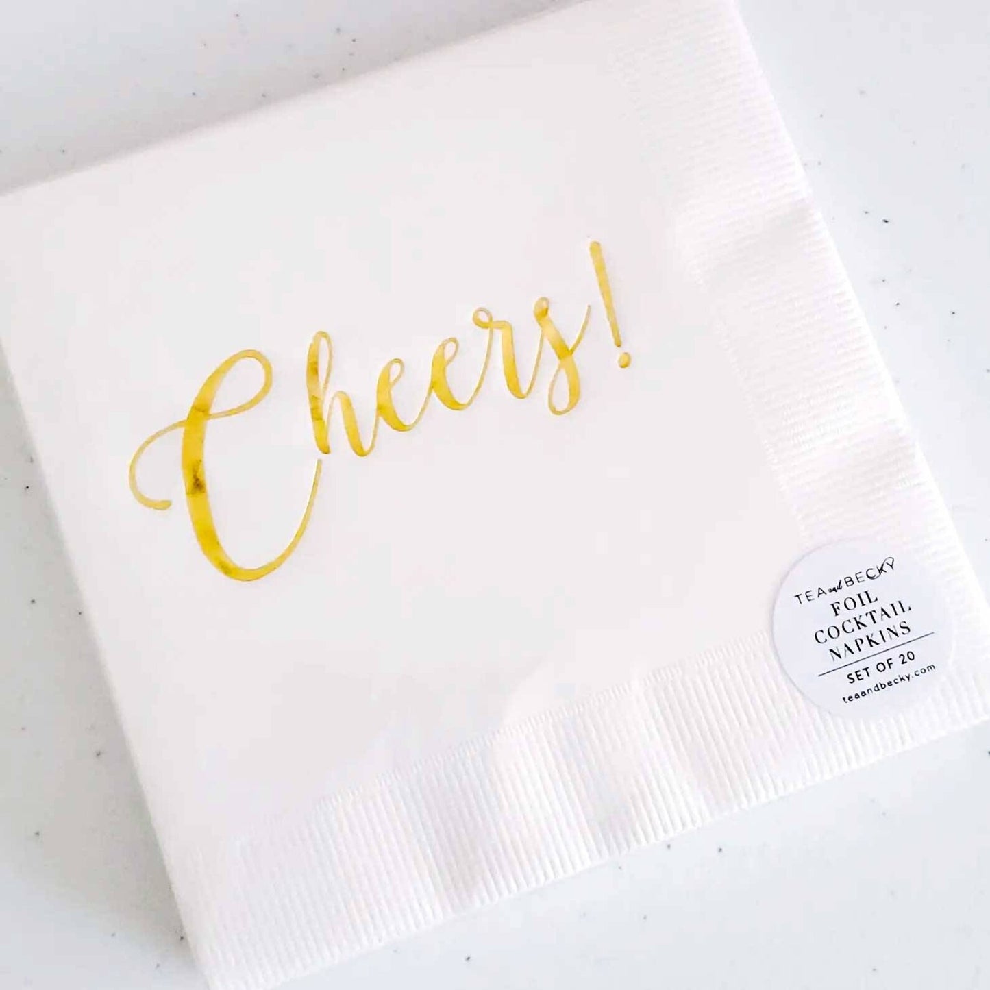 Cheers Napkins White and Gold - Wholesale