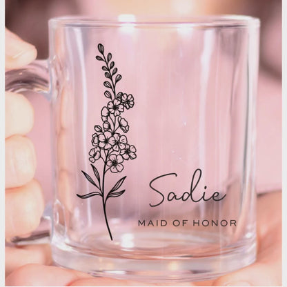 Maid of Honor Birth Flower Mug - Personalized