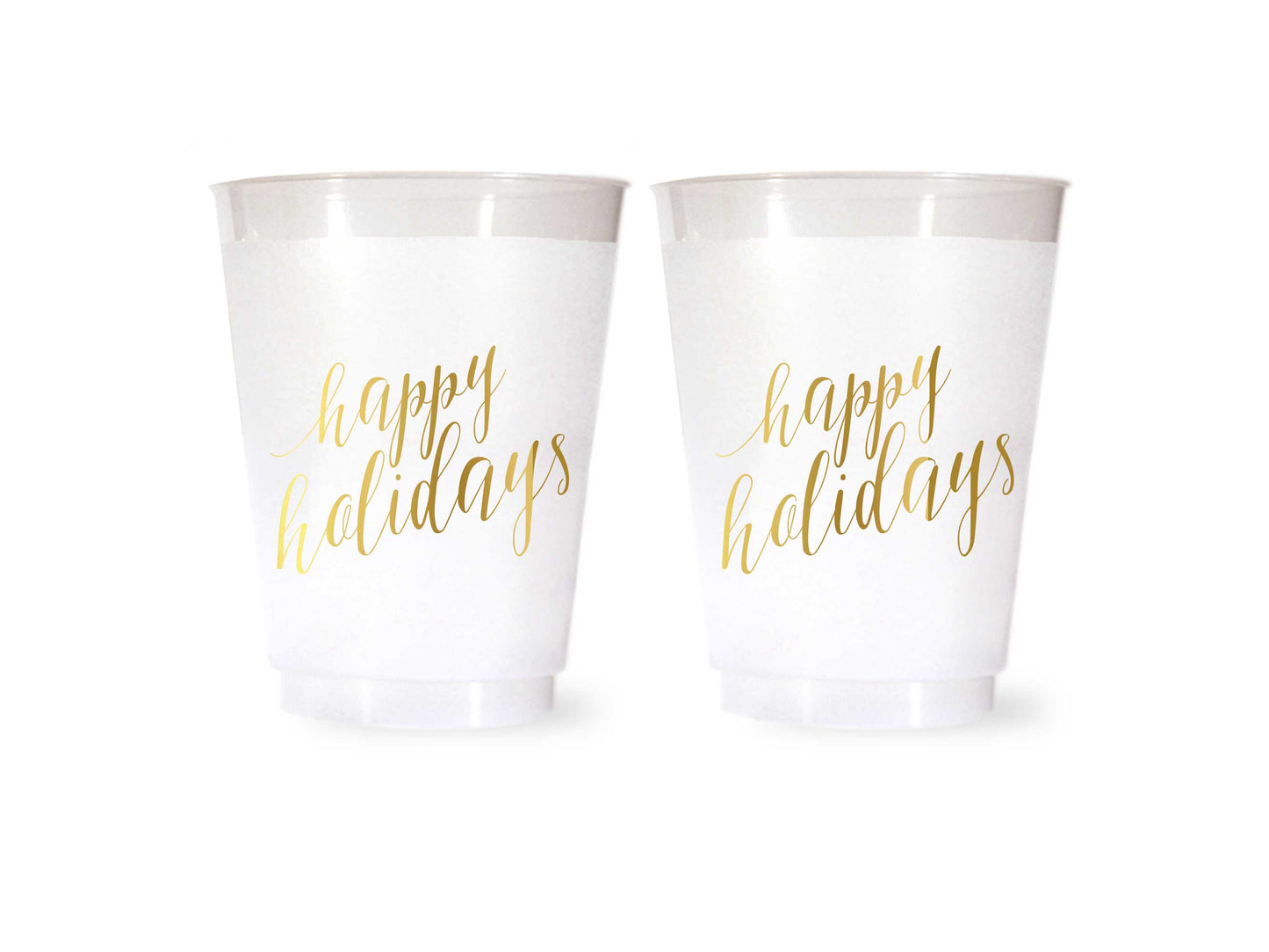 Happy Holidays Shatterproof Cups in Gold - Wholesale