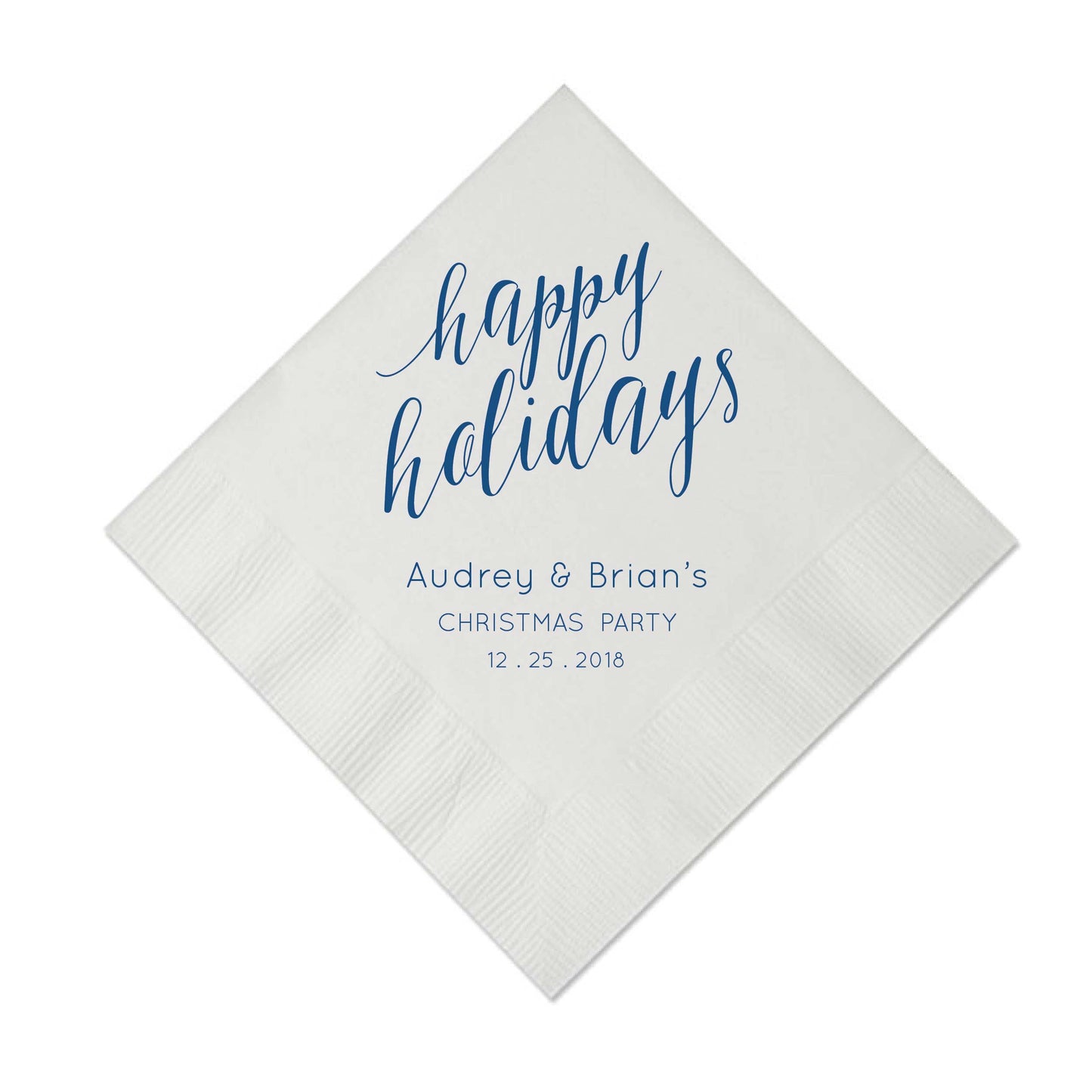 Elegant Happy Holidays Napkins - Personalized Holiday Napkins - Tea and Becky