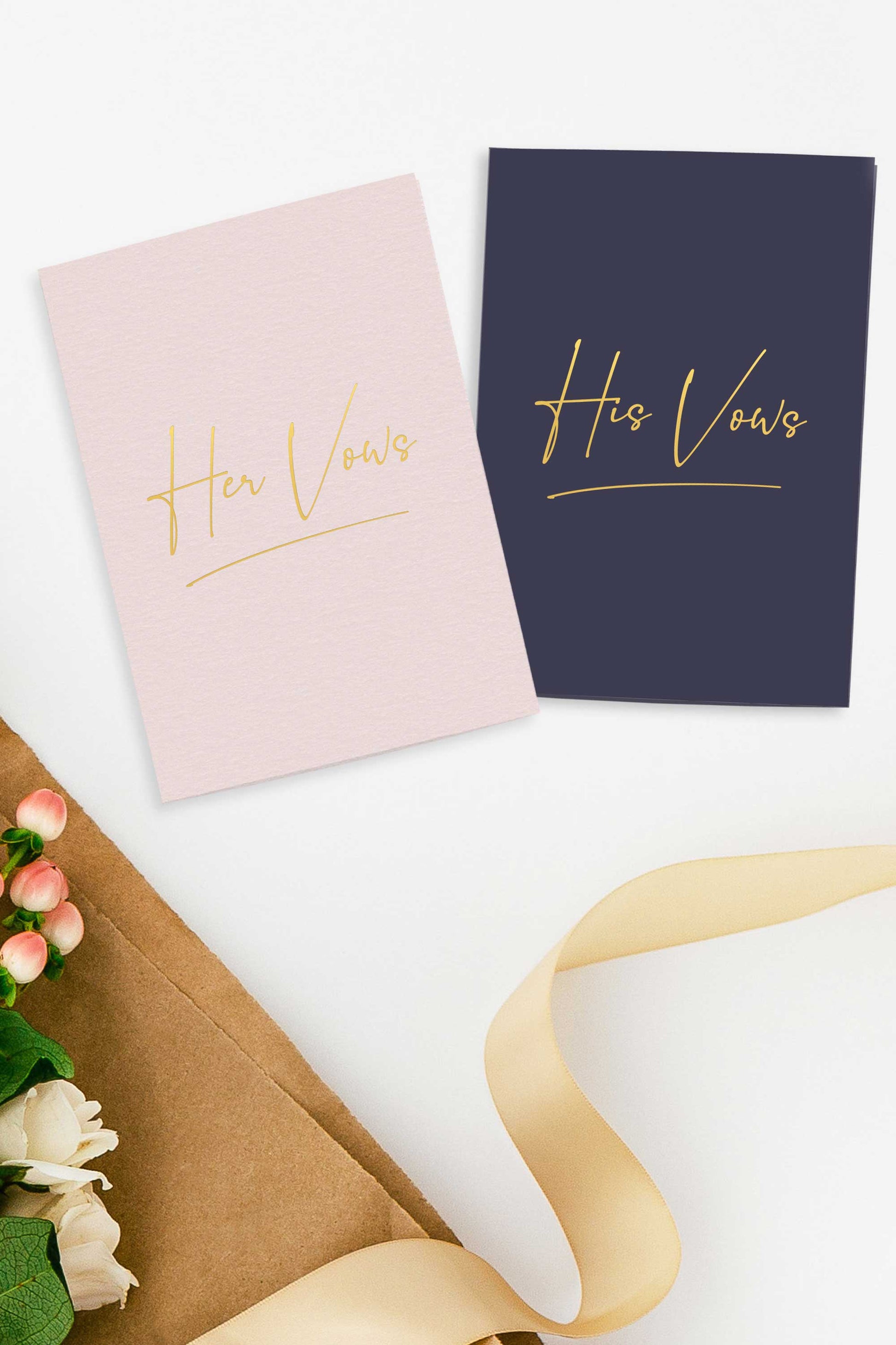 Vow Books - Blush and Navy with Gold Foil - Tea and Becky