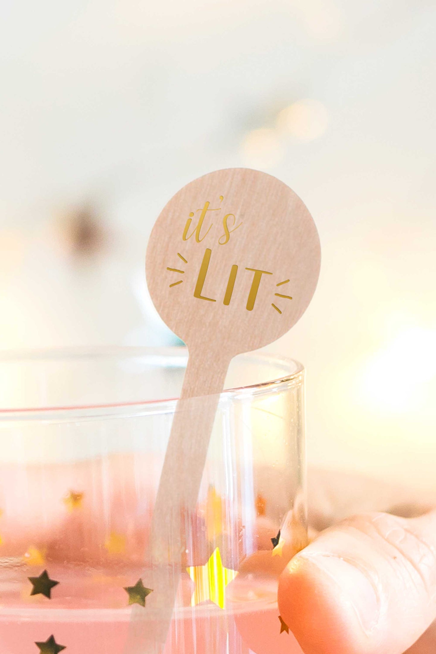 It's Lit Stir Sticks in Gold - Set of 10 - Tea and Becky