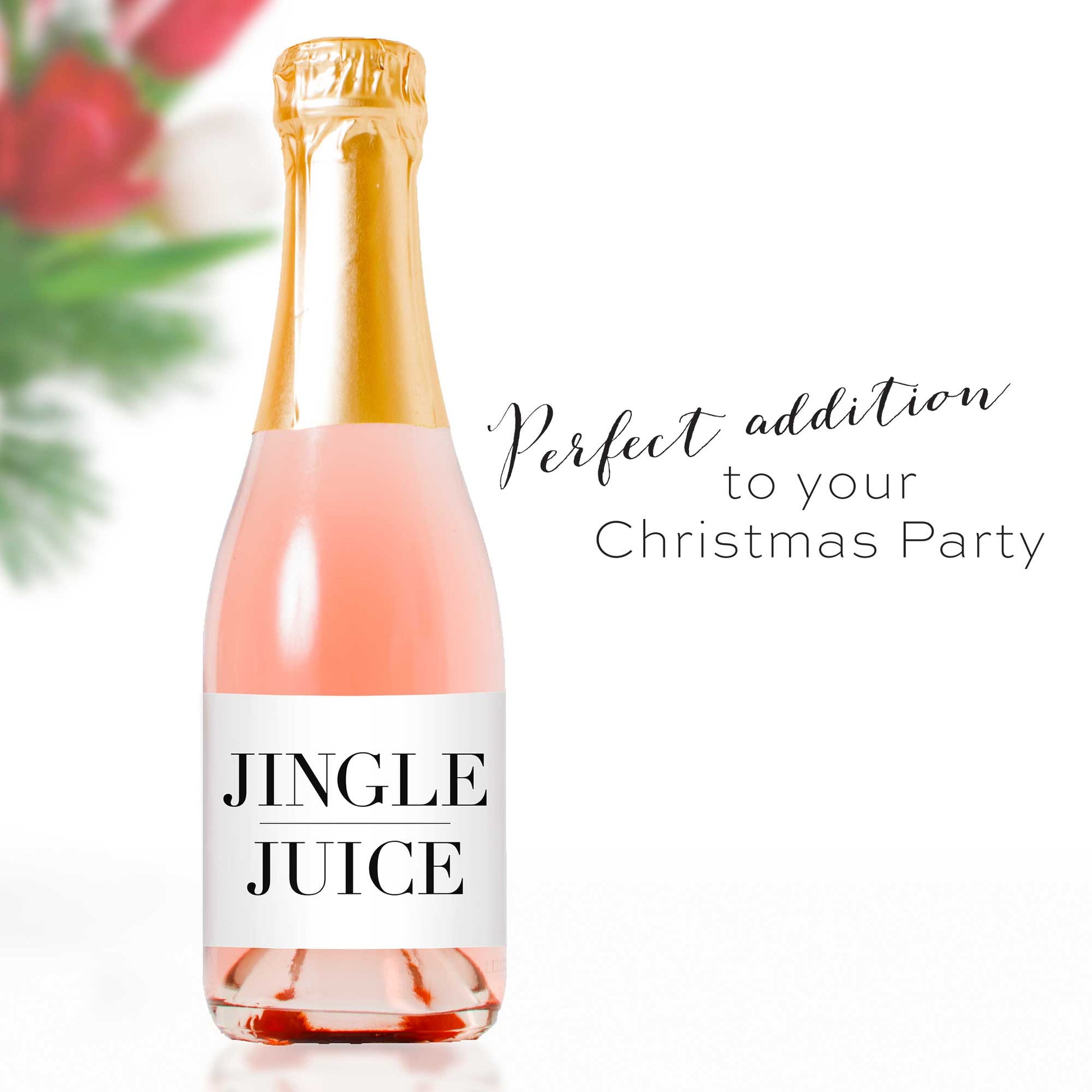 Jingle Juice Mini Champagne Bottle Labels - Tea and Becky