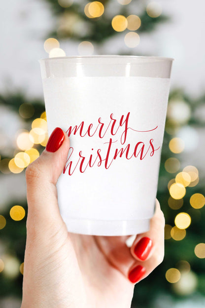 Merry Christmas Shatterproof Cups in Red