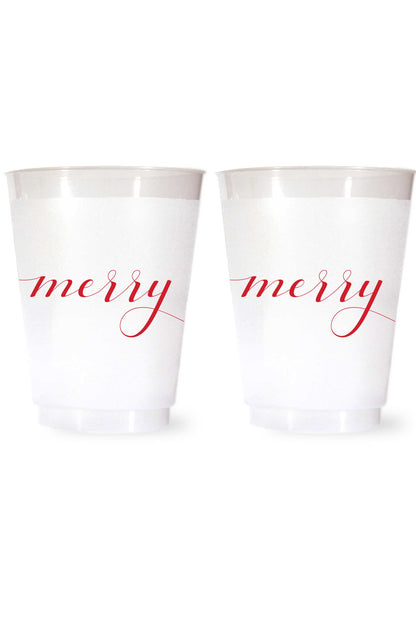 Merry Cups Shatterproof Cups in Red for Christmas