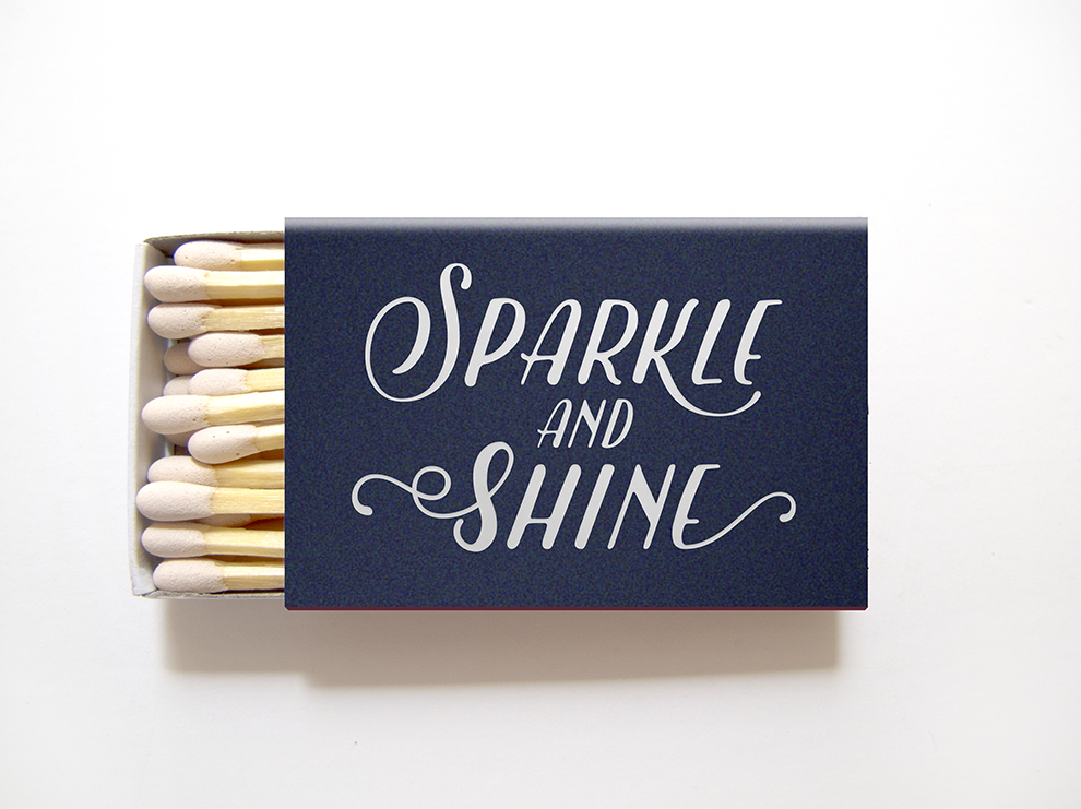 Sparkle and Shine Matchboxes - Foil Personalized Matches - Emma Collection - Tea and Becky