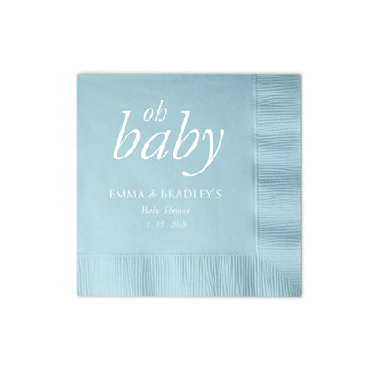 Oh Baby Personalized Baby Shower Napkins - Nora Collection - Tea and Becky