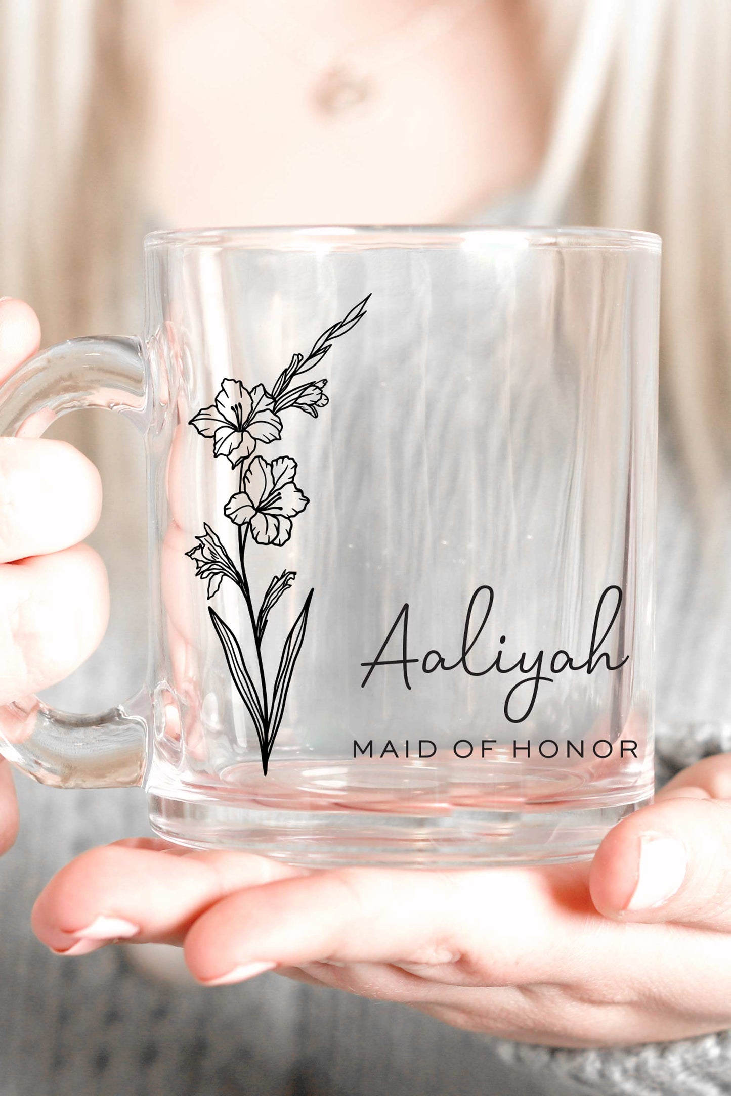 Maid of Honor Birth Flower Mug - Personalized