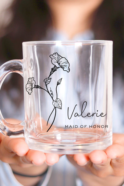 Maid of Honor Birth Flower Mug - Personalized