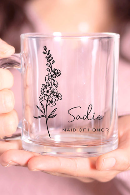 Maid of Honor Birth Flower Mug - Personalized