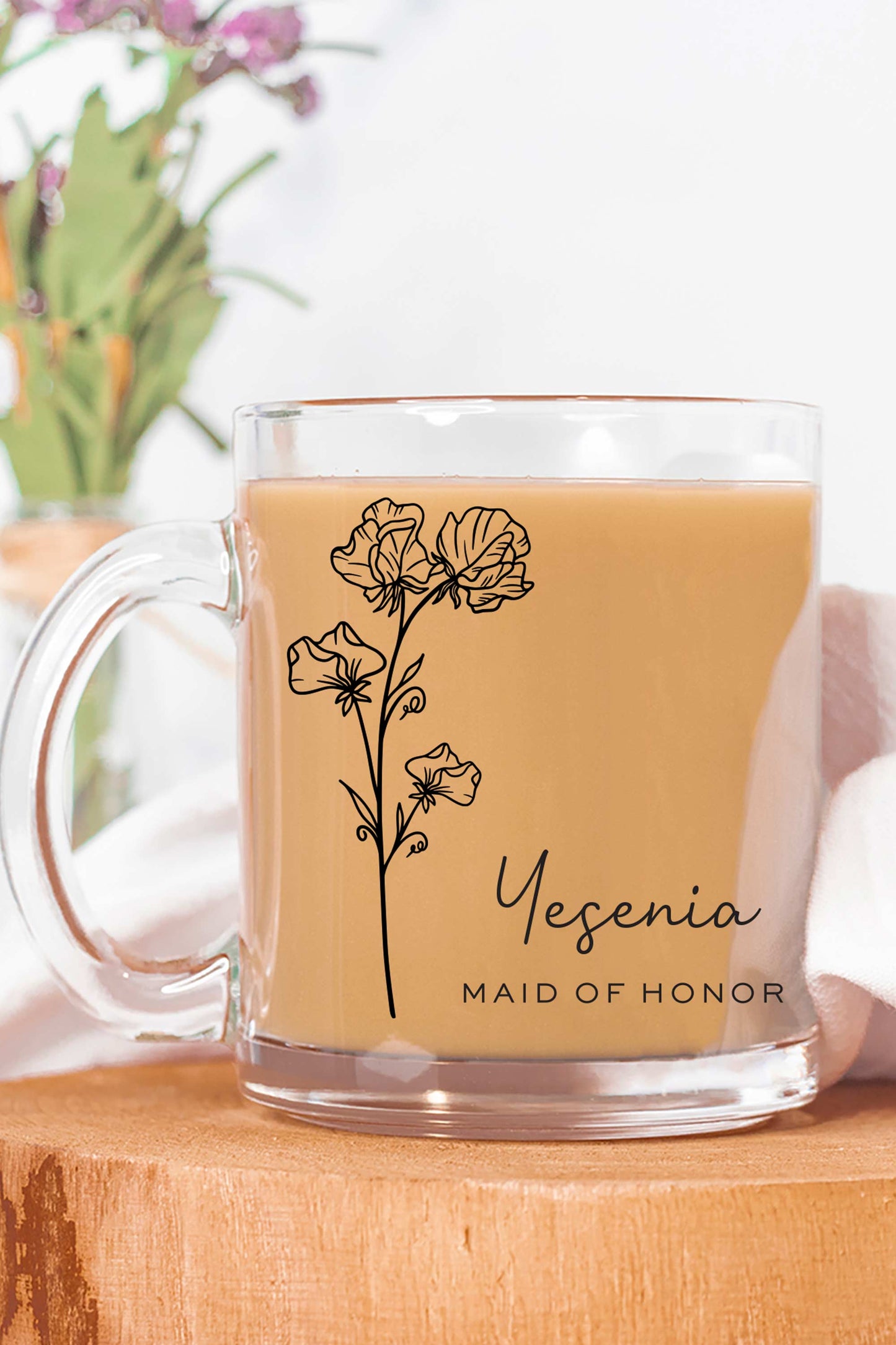 Maid of Honor Birth Flower Mug - Personalized