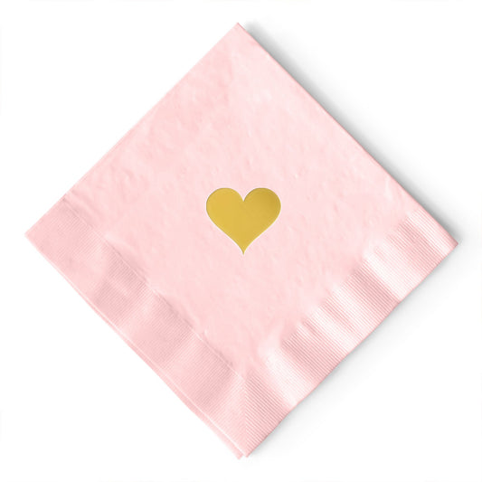 Heart Napkins for Valentine's Day Pink and Gold - Wholesale