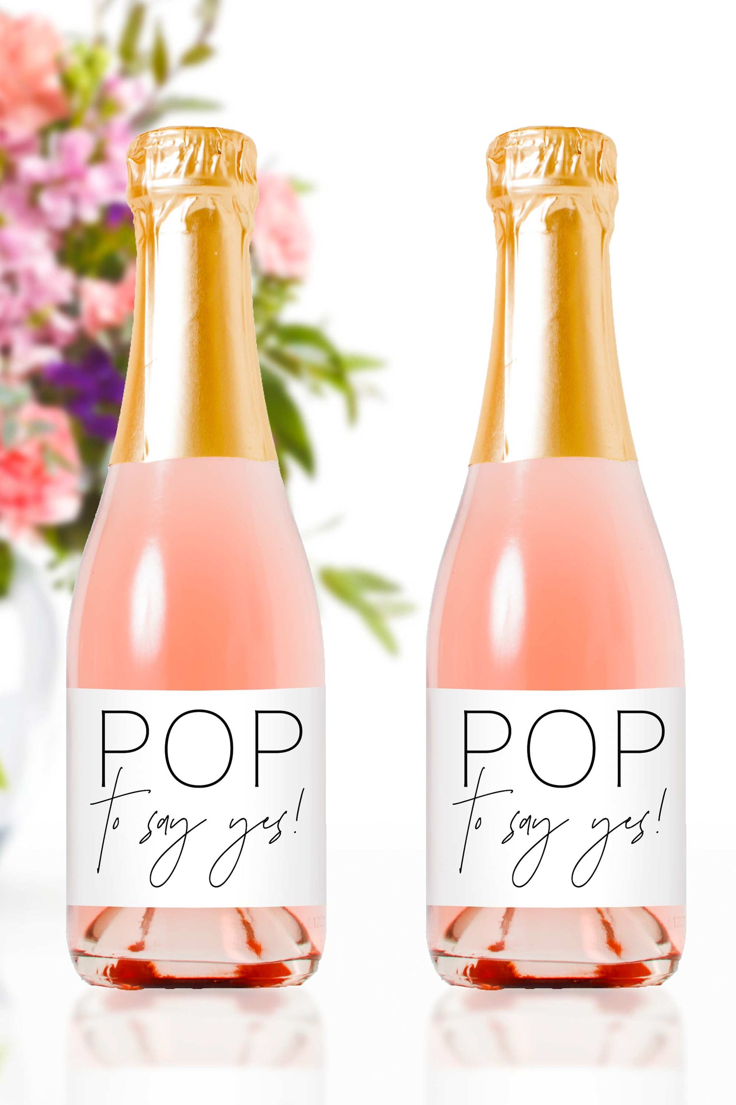 Pop to Say Yes Labels for Mini Champagne Bottles