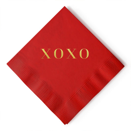 XOXO Napkins for Valentine's Day Red and Gold - Wholesale